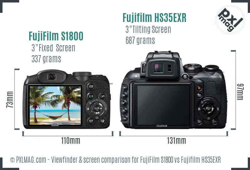 FujiFilm S1800 vs Fujifilm HS35EXR Screen and Viewfinder comparison