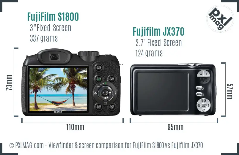 FujiFilm S1800 vs Fujifilm JX370 Screen and Viewfinder comparison