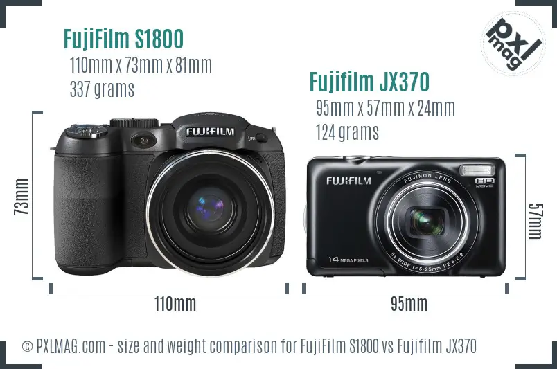 FujiFilm S1800 vs Fujifilm JX370 size comparison