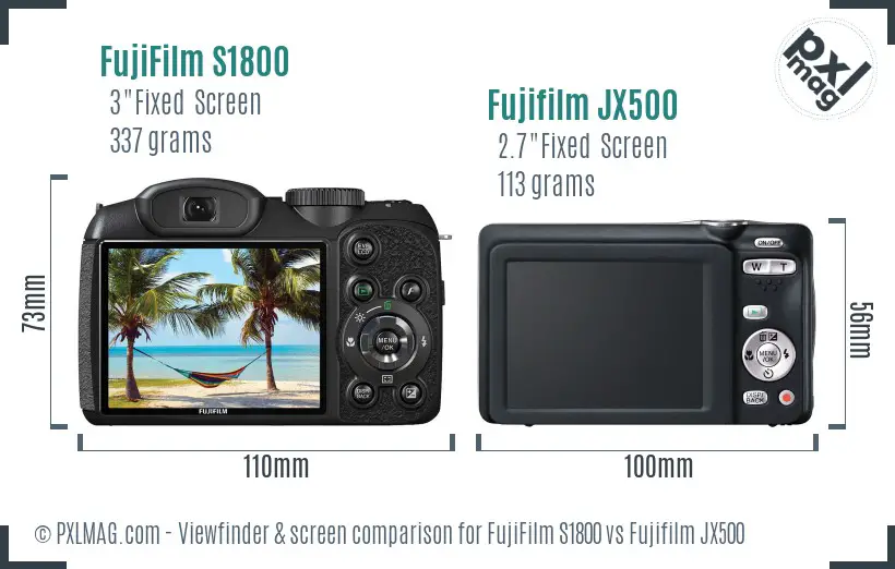 FujiFilm S1800 vs Fujifilm JX500 Screen and Viewfinder comparison FujiFilm S1800 vs Fujifilm JX500 Screen and Viewfinder comparison