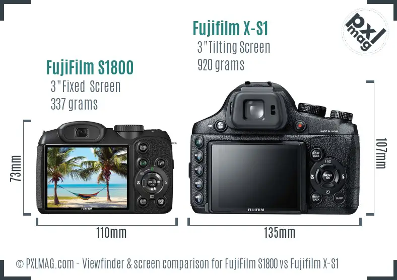 FujiFilm S1800 vs Fujifilm X-S1 Screen and Viewfinder comparison FujiFilm S1800 vs Fujifilm X-S1 Screen and Viewfinder comparison
