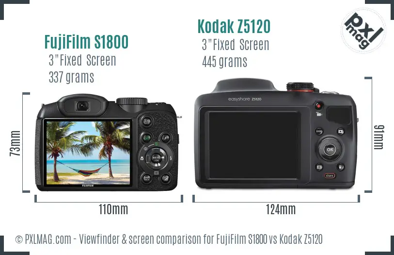 FujiFilm S1800 vs Kodak Z5120 Screen and Viewfinder comparison FujiFilm S1800 vs Kodak Z5120 Screen and Viewfinder comparison