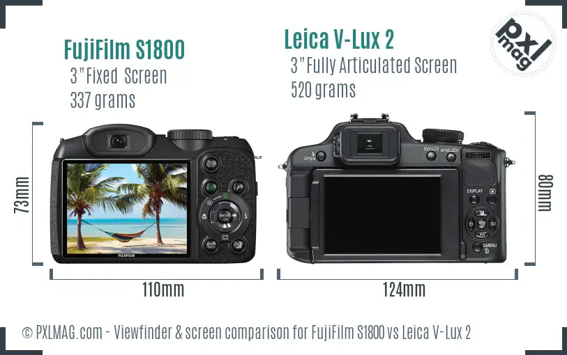 FujiFilm S1800 vs Leica V-Lux 2 Screen and Viewfinder comparison FujiFilm S1800 vs Leica V-Lux 2 Screen and Viewfinder comparison