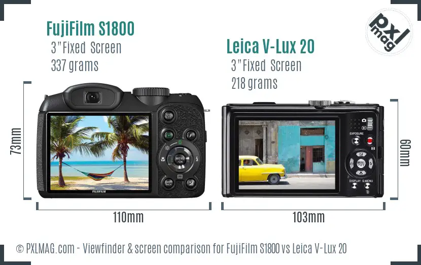 FujiFilm S1800 vs Leica V-Lux 20 Screen and Viewfinder comparison FujiFilm S1800 vs Leica V-Lux 20 Screen and Viewfinder comparison