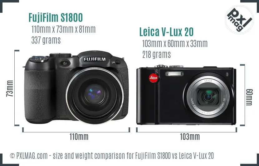 FujiFilm S1800 vs Leica V-Lux 20 size comparison FujiFilm S1800 vs Leica V-Lux 20 size comparison