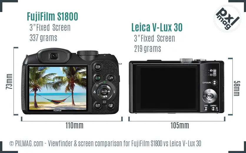 FujiFilm S1800 vs Leica V-Lux 30 Screen and Viewfinder comparison