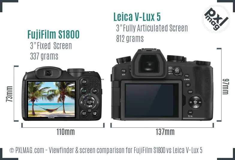 FujiFilm S1800 vs Leica V-Lux 5 Screen and Viewfinder comparison FujiFilm S1800 vs Leica V-Lux 5 Screen and Viewfinder comparison