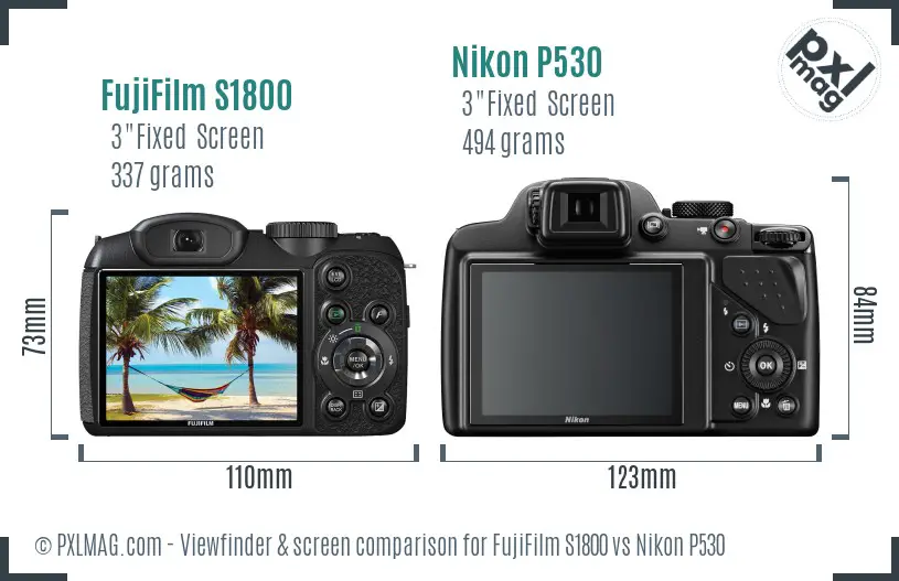 FujiFilm S1800 vs Nikon P530 Screen and Viewfinder comparison FujiFilm S1800 vs Nikon P530 Screen and Viewfinder comparison