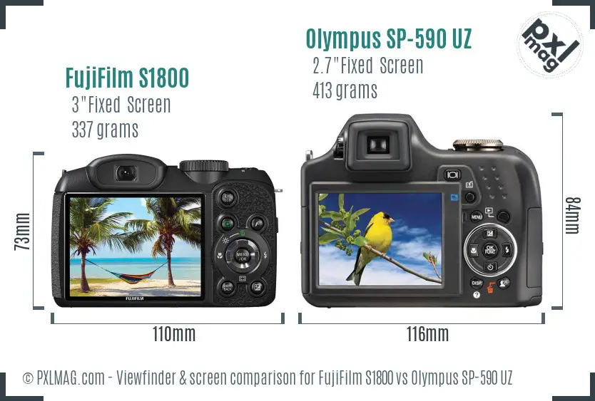 FujiFilm S1800 vs Olympus SP-590 UZ Screen and Viewfinder comparison