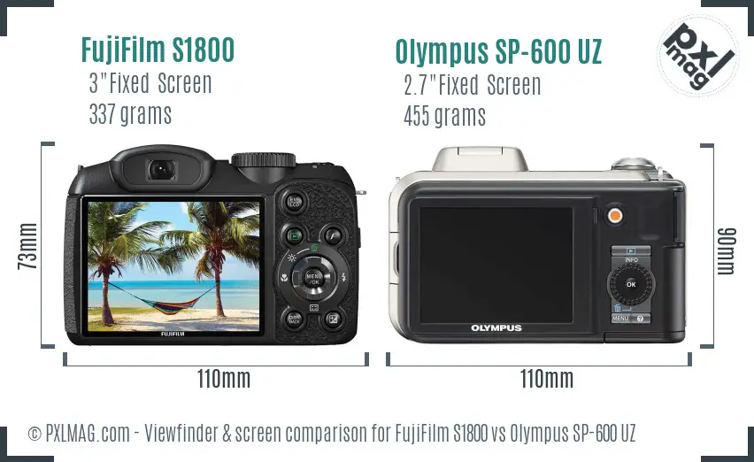 FujiFilm S1800 vs Olympus SP-600 UZ Screen and Viewfinder comparison FujiFilm S1800 vs Olympus SP-600 UZ Screen and Viewfinder comparison