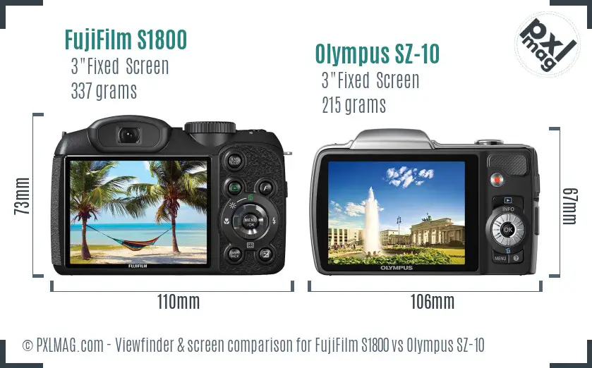 FujiFilm S1800 vs Olympus SZ-10 Screen and Viewfinder comparison FujiFilm S1800 vs Olympus SZ-10 Screen and Viewfinder comparison