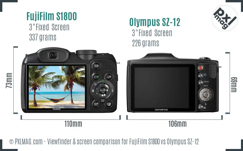 FujiFilm S1800 vs Olympus SZ-12 Screen and Viewfinder comparison FujiFilm S1800 vs Olympus SZ-12 Screen and Viewfinder comparison