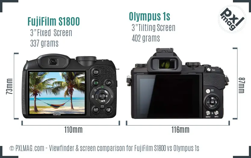 FujiFilm S1800 vs Olympus 1s Screen and Viewfinder comparison FujiFilm S1800 vs Olympus 1s Screen and Viewfinder comparison