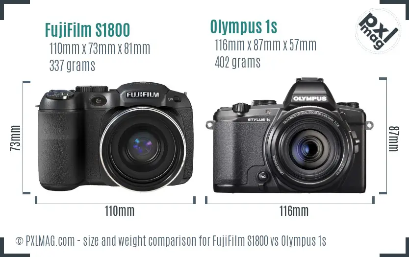 FujiFilm S1800 vs Olympus 1s size comparison FujiFilm S1800 vs Olympus 1s size comparison