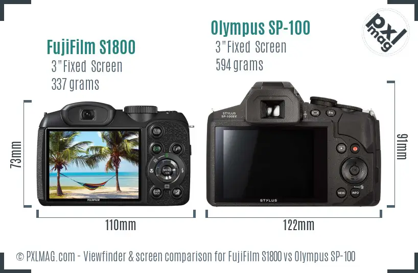 FujiFilm S1800 vs Olympus SP-100 Screen and Viewfinder comparison FujiFilm S1800 vs Olympus SP-100 Screen and Viewfinder comparison