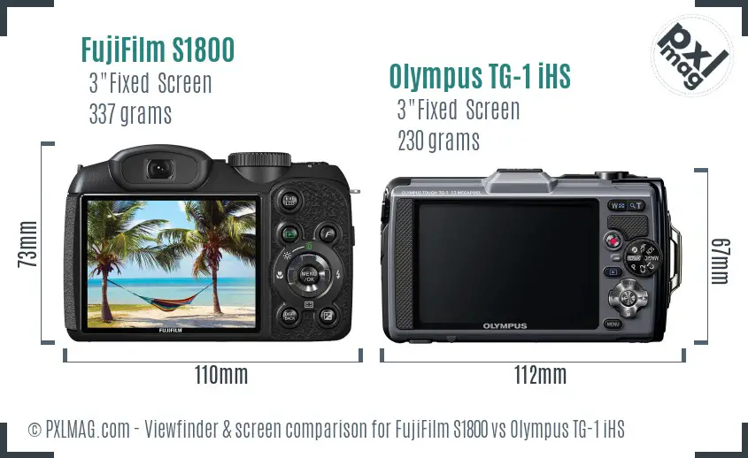 FujiFilm S1800 vs Olympus TG-1 iHS Screen and Viewfinder comparison