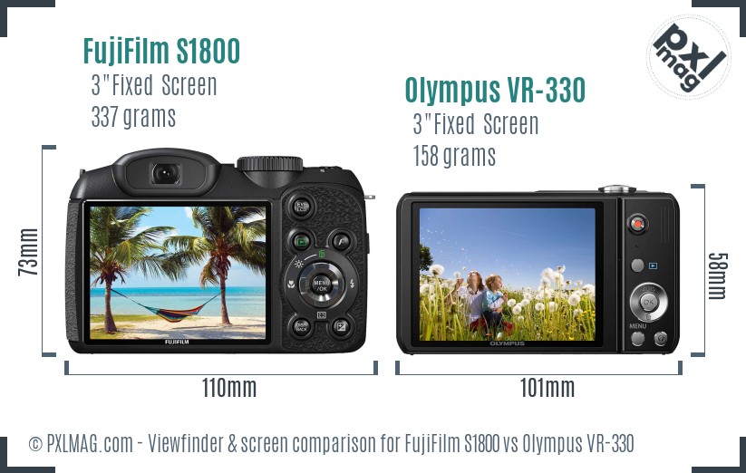 FujiFilm S1800 vs Olympus VR-330 Screen and Viewfinder comparison