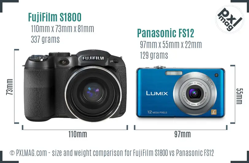FujiFilm S1800 vs Panasonic FS12 size comparison