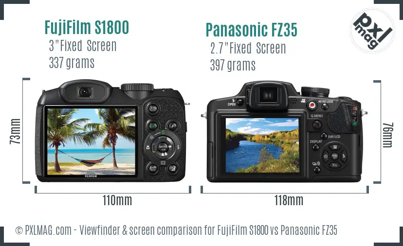 FujiFilm S1800 vs Panasonic FZ35 Screen and Viewfinder comparison