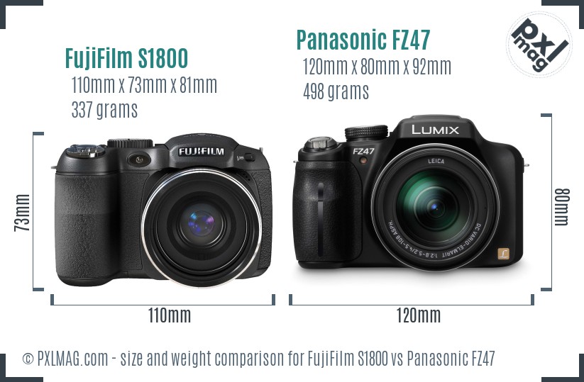 FujiFilm S1800 vs Panasonic FZ47 size comparison FujiFilm S1800 vs Panasonic FZ47 size comparison