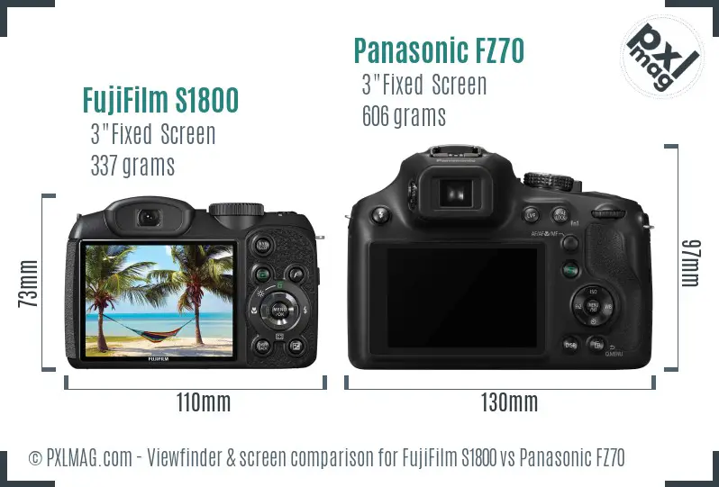 Back LCD and interface comparison between both cameras showing screen resolution and layout