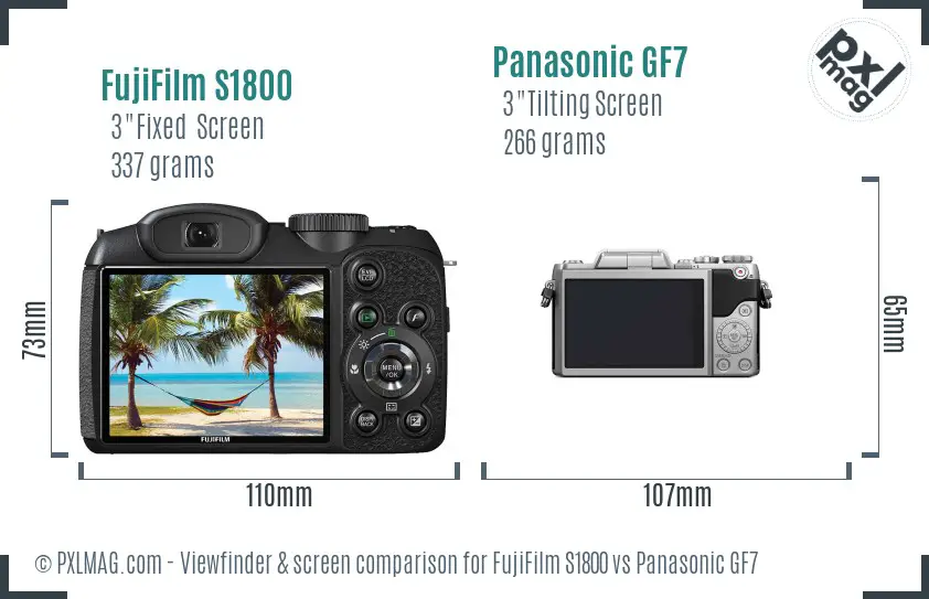 FujiFilm S1800 vs Panasonic GF7 Screen and Viewfinder comparison