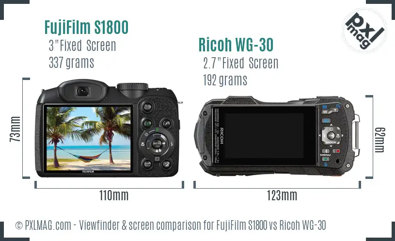 FujiFilm S1800 vs Ricoh WG-30 Screen and Viewfinder comparison FujiFilm S1800 vs Ricoh WG-30 Screen and Viewfinder comparison