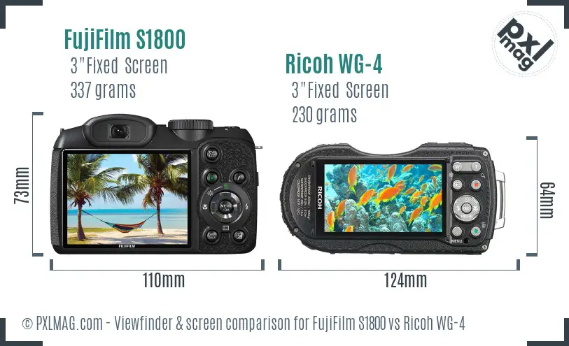 FujiFilm S1800 vs Ricoh WG-4 Screen and Viewfinder comparison FujiFilm S1800 vs Ricoh WG-4 Screen and Viewfinder comparison
