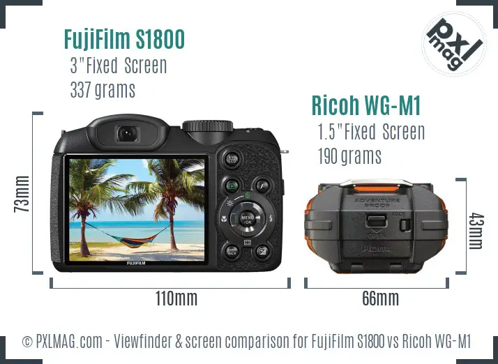 FujiFilm S1800 vs Ricoh WG-M1 Screen and Viewfinder comparison FujiFilm S1800 vs Ricoh WG-M1 Screen and Viewfinder comparison