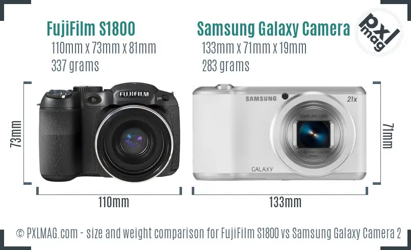 FujiFilm S1800 vs Samsung Galaxy Camera 2 size comparison