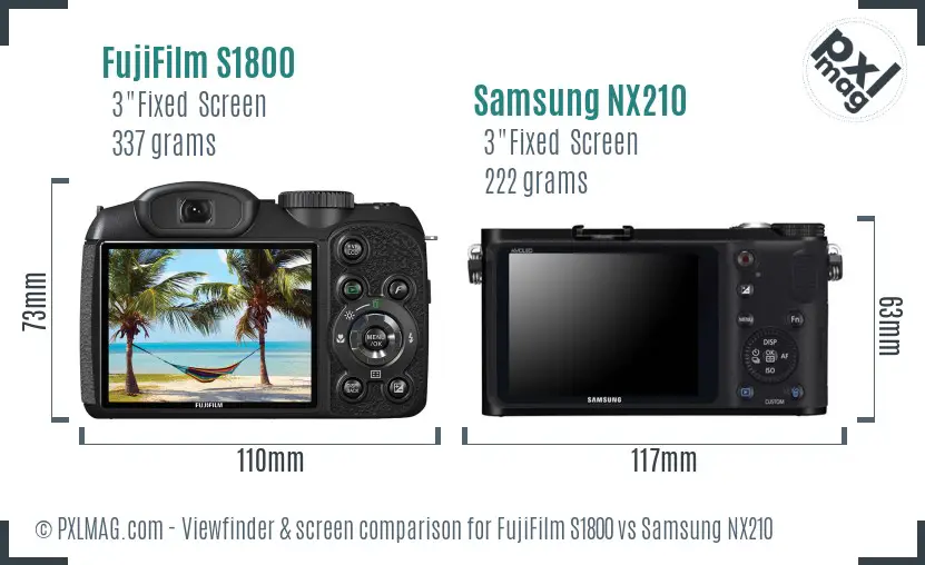 FujiFilm S1800 vs Samsung NX210 Screen and Viewfinder comparison FujiFilm S1800 vs Samsung NX210 Screen and Viewfinder comparison