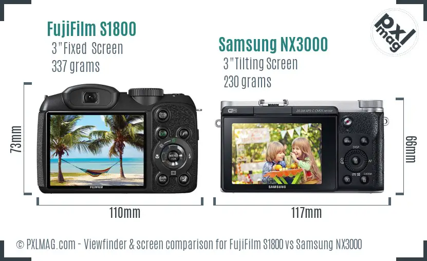 FujiFilm S1800 vs Samsung NX3000 Screen and Viewfinder comparison FujiFilm S1800 vs Samsung NX3000 Screen and Viewfinder comparison
