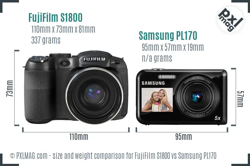 FujiFilm S1800 vs Samsung PL170 size comparison FujiFilm S1800 vs Samsung PL170 size comparison