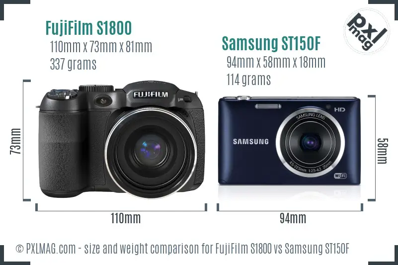 FujiFilm S1800 vs Samsung ST150F size comparison FujiFilm S1800 vs Samsung ST150F size comparison