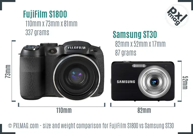 FujiFilm S1800 vs Samsung ST30 size comparison