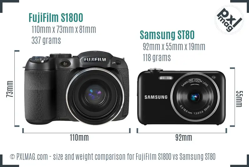 FujiFilm S1800 vs Samsung ST80 size comparison