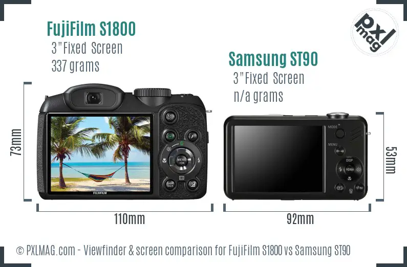 FujiFilm S1800 vs Samsung ST90 Screen and Viewfinder comparison FujiFilm S1800 vs Samsung ST90 Screen and Viewfinder comparison