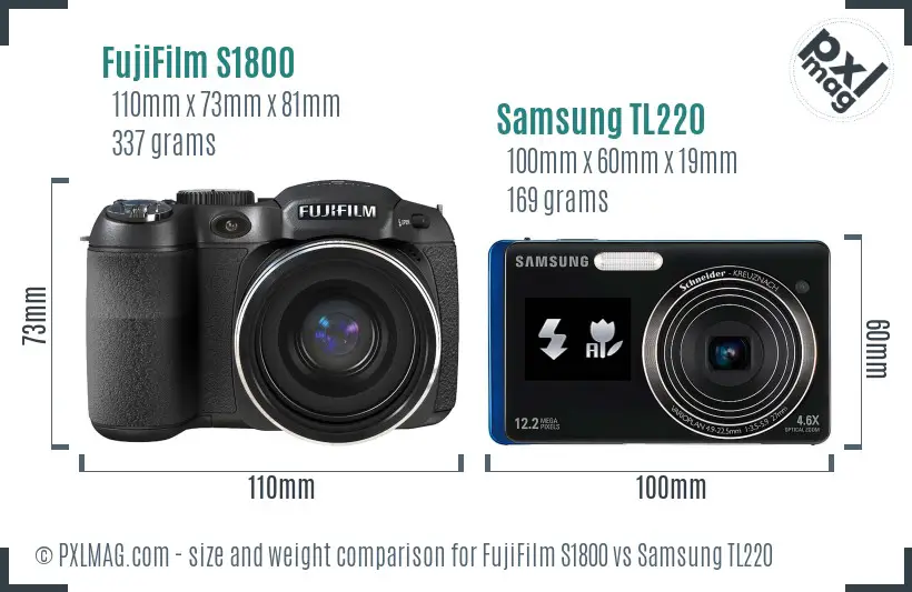FujiFilm S1800 vs Samsung TL220 size comparison FujiFilm S1800 vs Samsung TL220 size comparison