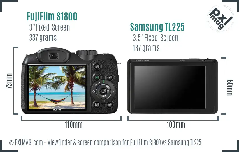 FujiFilm S1800 vs Samsung TL225 Screen and Viewfinder comparison FujiFilm S1800 vs Samsung TL225 Screen and Viewfinder comparison