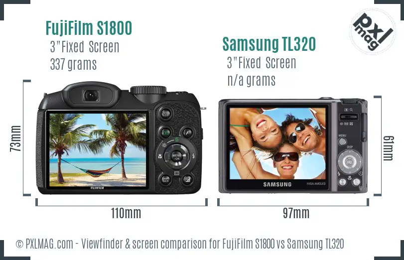 FujiFilm S1800 vs Samsung TL320 Screen and Viewfinder comparison