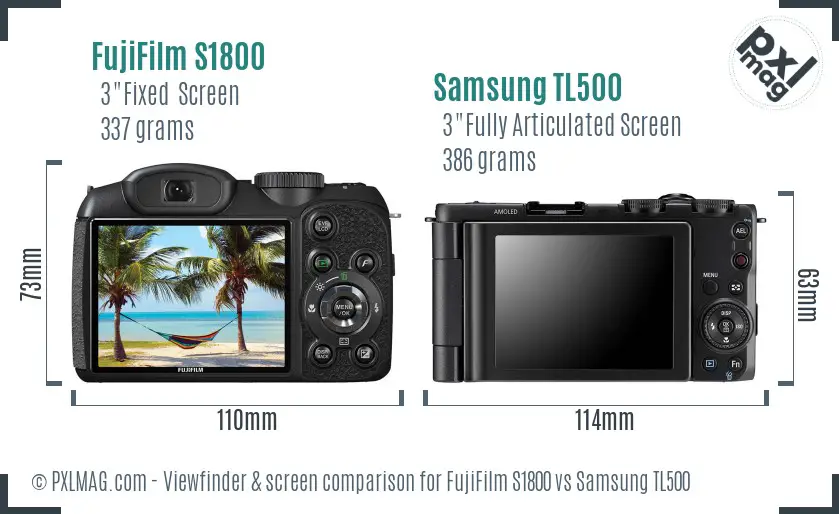 FujiFilm S1800 vs Samsung TL500 Screen and Viewfinder comparison FujiFilm S1800 vs Samsung TL500 Screen and Viewfinder comparison