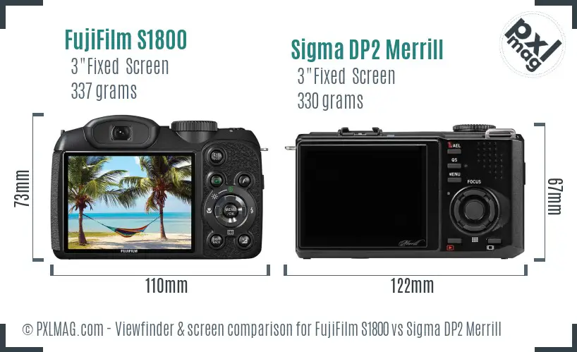 FujiFilm S1800 vs Sigma DP2 Merrill Screen and Viewfinder comparison