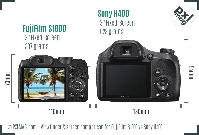 FujiFilm S1800 vs Sony H400 Screen and Viewfinder comparison