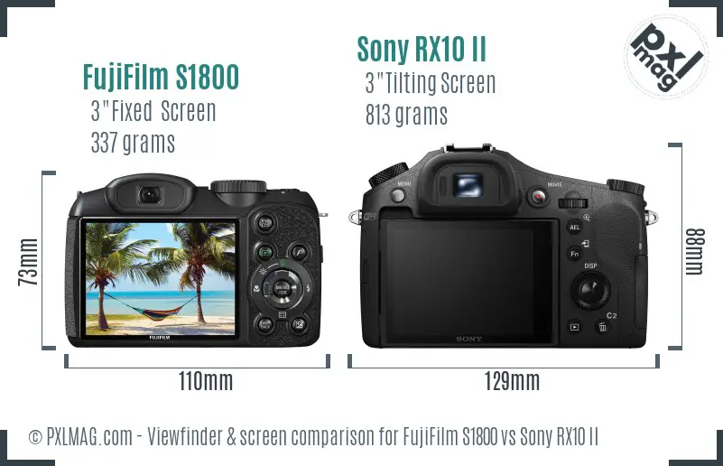 FujiFilm S1800 vs Sony RX10 II Screen and Viewfinder comparison FujiFilm S1800 vs Sony RX10 II Screen and Viewfinder comparison
