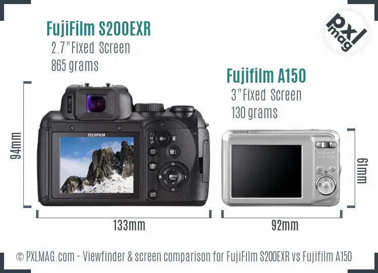 FujiFilm S200EXR vs Fujifilm A150 Screen and Viewfinder comparison FujiFilm S200EXR vs Fujifilm A150 Screen and Viewfinder comparison
