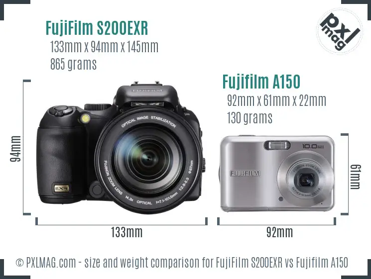 FujiFilm S200EXR vs Fujifilm A150 size comparison FujiFilm S200EXR vs Fujifilm A150 size comparison