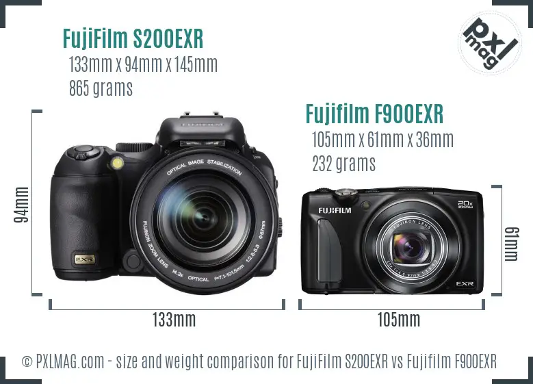 FujiFilm S200EXR vs Fujifilm F900EXR size comparison