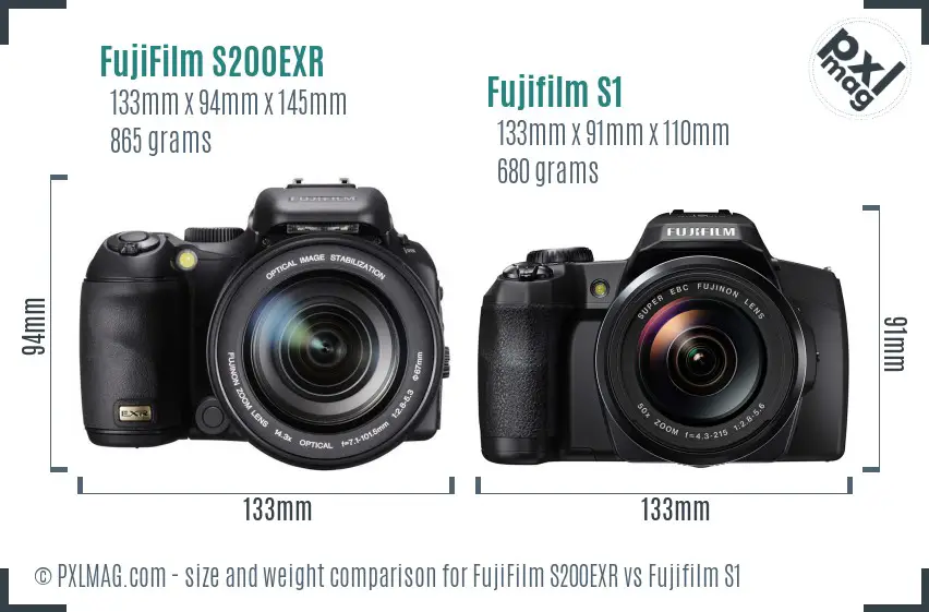 FujiFilm S200EXR vs Fujifilm S1 size comparison