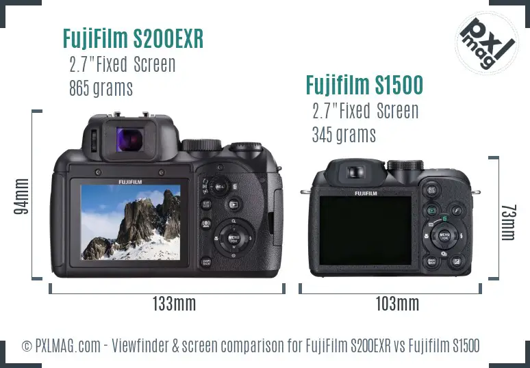 FujiFilm S200EXR vs Fujifilm S1500 Screen and Viewfinder comparison