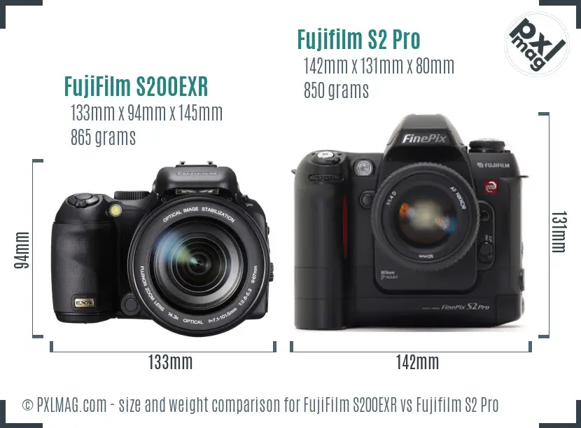 FujiFilm S200EXR vs Fujifilm S2 Pro size comparison FujiFilm S200EXR vs Fujifilm S2 Pro size comparison